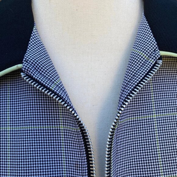 Vintage 1990s Y2K Houndstooth Jacket Black White Lime womens size S - Picture 4 of 10